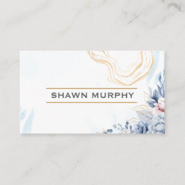 Elegant Floral Gold Line QR Code Business Card Visitekaartje
