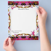 Elegant Floral Gold Pink Black Butterfly Flyer (Hand)