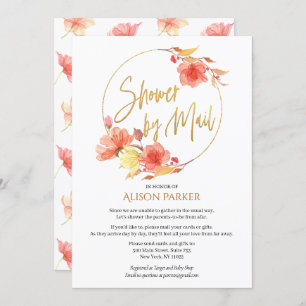 Elegant Floral Gold Script Waterverf Baby shower Kaart