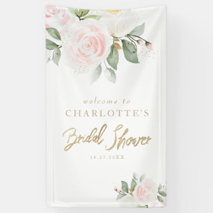 Elegant Floral Gold Vrijgezellenfeest Welkom Spandoek