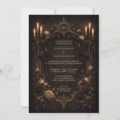 Elegant floral gothic halloween wedding Invitation (Devant)
