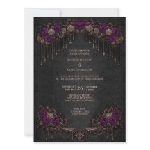 Elegant floral gothic halloween wedding Invitation