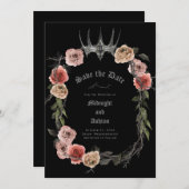 Elegant Floral Gothic Save the Date (Voorkant / Achterkant)