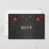 Elegant floral gothic Wedding RSVP Card (Dos)