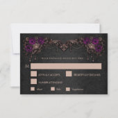 Elegant floral gothic Wedding RSVP Card (Devant)