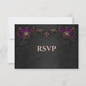 Elegant floral gothic Wedding RSVP Card (Dos)