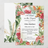 Elegant Floral Graduation Celebration Invitation (Devant / Derrière)