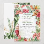 Elegant Floral Graduation Celebration Invitation (Devant / Derrière)