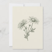 Elegant Floral Green Daisy Sketch Wedding Kaart (Achterkant)