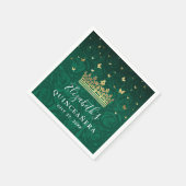 Elegant Floral Green Gold Crown Birthday Template Servet (Hoek)