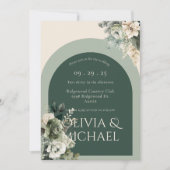 Elegant Floral Green Wedding Kaart (Voorkant)