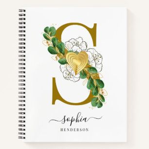 Elegant Floral Greenery Monogrammed Letter S Notitieboek