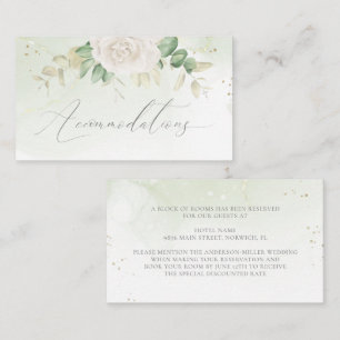 Elegant Floral Greenery Wedding Accommodations Informatiekaartje