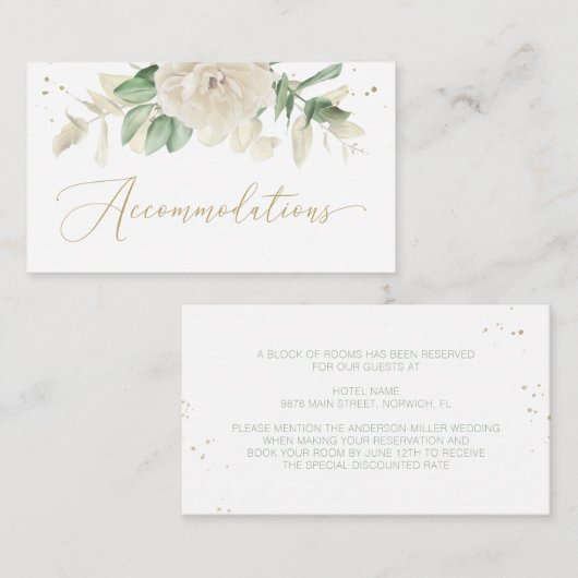 Elegant Floral Greenery Wedding Accommodations Informatiekaartje (Voorkant / Achterkant)