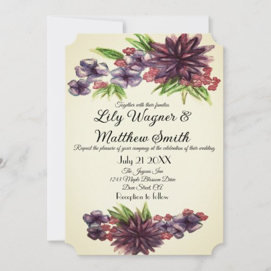 Elegant Floral Greenery Wedding Invitation Kaart (Voorkant)