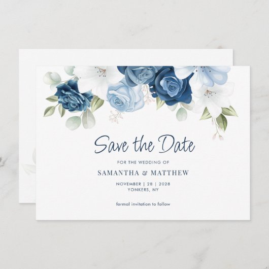 Elegant Floral Greenery Wedding Save The Date (Voorkant / Achterkant)