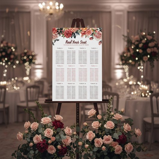 Élégant Floral & Gris Rayé Plan de Siège pour Invi