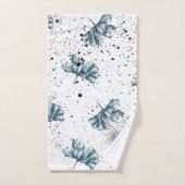 Elégant floral Grunge acier bleu Monogramme (Serviette à main)
