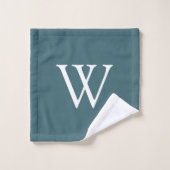 Elégant floral Grunge acier bleu Monogramme (Gant de toilette)