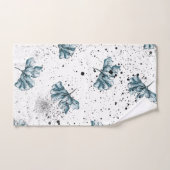 Elégant floral Grunge acier bleu Monogramme (Serviette à main)