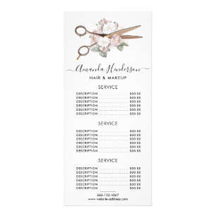 Elegant  Floral Haarstylist Prijslijst Reclamekaart