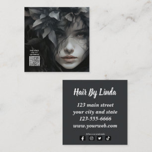 Elegant Floral Haarstylist QR code visitekaartjes Contactkaartje