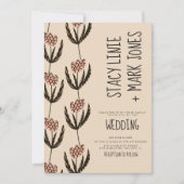 Elegant Floral Hand Drawn Fancy Script Wedding Kaart (Voorkant)