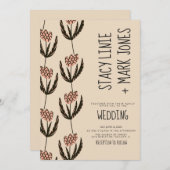 Elegant Floral Hand Drawn Fancy Script Wedding Kaart (Voorkant / Achterkant)