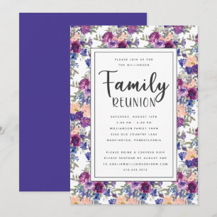 Elegant Floral Hand Lettered Script Family Reunion Kaart