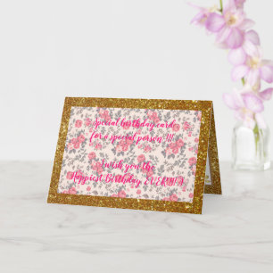 Elegant Floral Happiest Birthday Card Kaart
