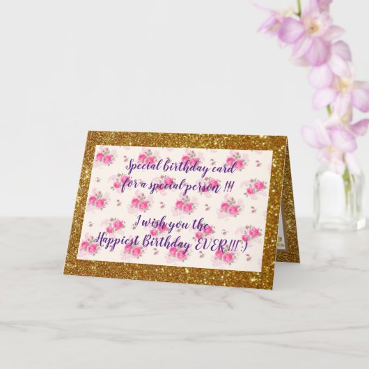 Elegant Floral Happiest Birthday Card Kaart (Orchidee)