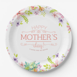 Elegant Floral Happy Moederdag Bord papier