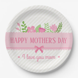 Elegant Floral Happy Moederdag   Bord papier
