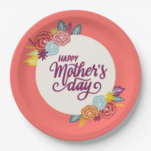 Elegant Floral Happy Moederdag Bord papier