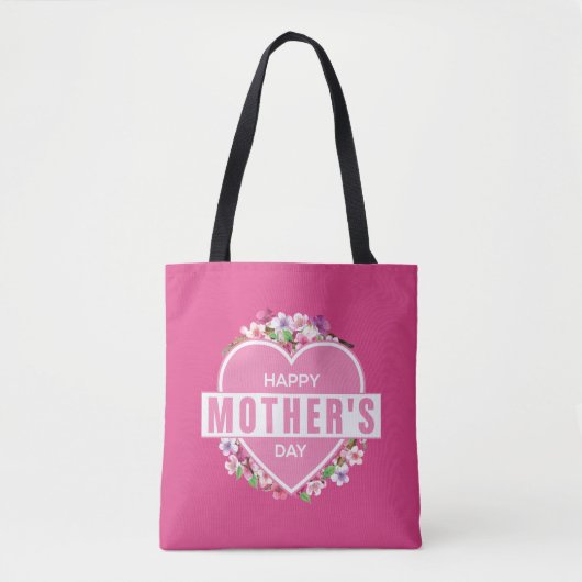 Elegant Floral Happy Moederdag | Canvas tas (Voorkant)
