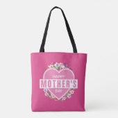 Elegant Floral Happy Moederdag | Canvas tas (Achterkant)