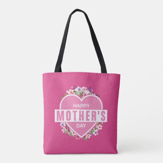 Elegant Floral Happy Moederdag | Canvas tas (Achterkant)