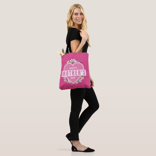 Elegant Floral Happy Moederdag | Canvas tas (Op model)