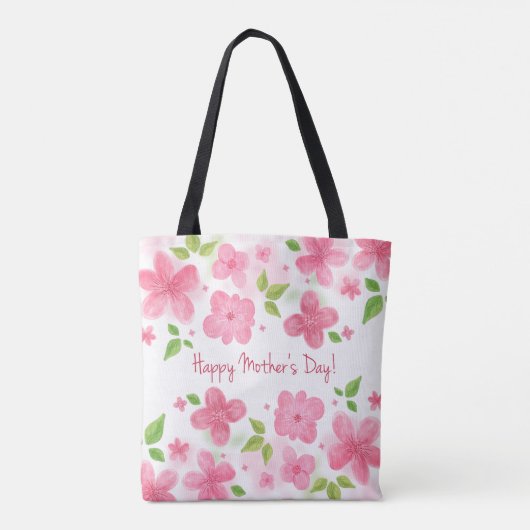Elegant Floral Happy Moederdag | CANVAS TAS (Achterkant)