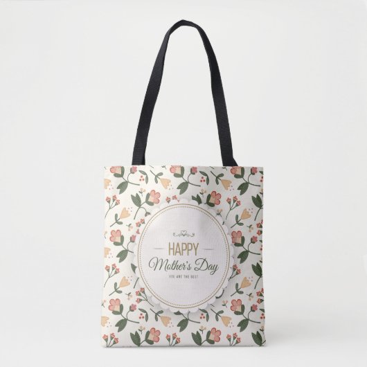 Elegant Floral Happy Moederdag Canvas tas (Voorkant)