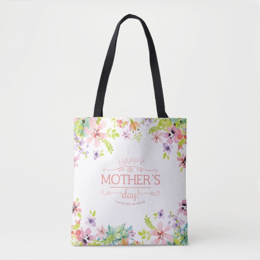 Elegant Floral Happy Moederdag | Canvas tas (Voorkant)