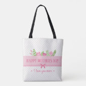Elegant Floral Happy Moederdag | Canvas tas (Achterkant)