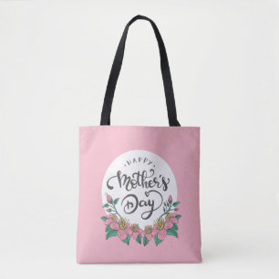 Elegant Floral Happy Moederdag CANVAS TAS