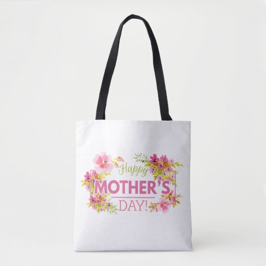 Elegant Floral Happy Moederdag | CANVAS TAS (Voorkant)