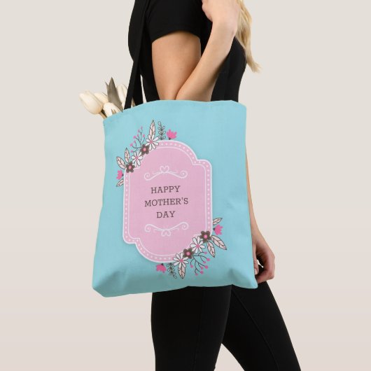 Elegant Floral Happy Moederdag | CANVAS TAS (Dichtbij)