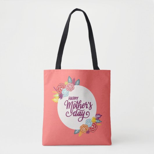 Elegant Floral Happy Moederdag | Canvas tas (Voorkant)