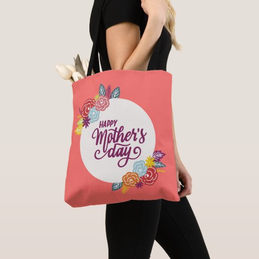 Elegant Floral Happy Moederdag | Canvas tas (Dichtbij)