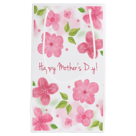 Elegant Floral Happy Moederdag | Gift Bag Klein Cadeauzakje (Voorkant)