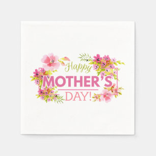 Elegant Floral Happy Moederdag   Napkin Servet