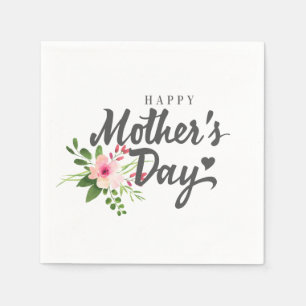 Elegant Floral Happy Moederdag   Napkin Servet